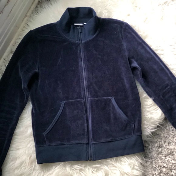 Aritzia TNA Midnight Blue Velvet Zip Up Jacket - Picture 6 of 12